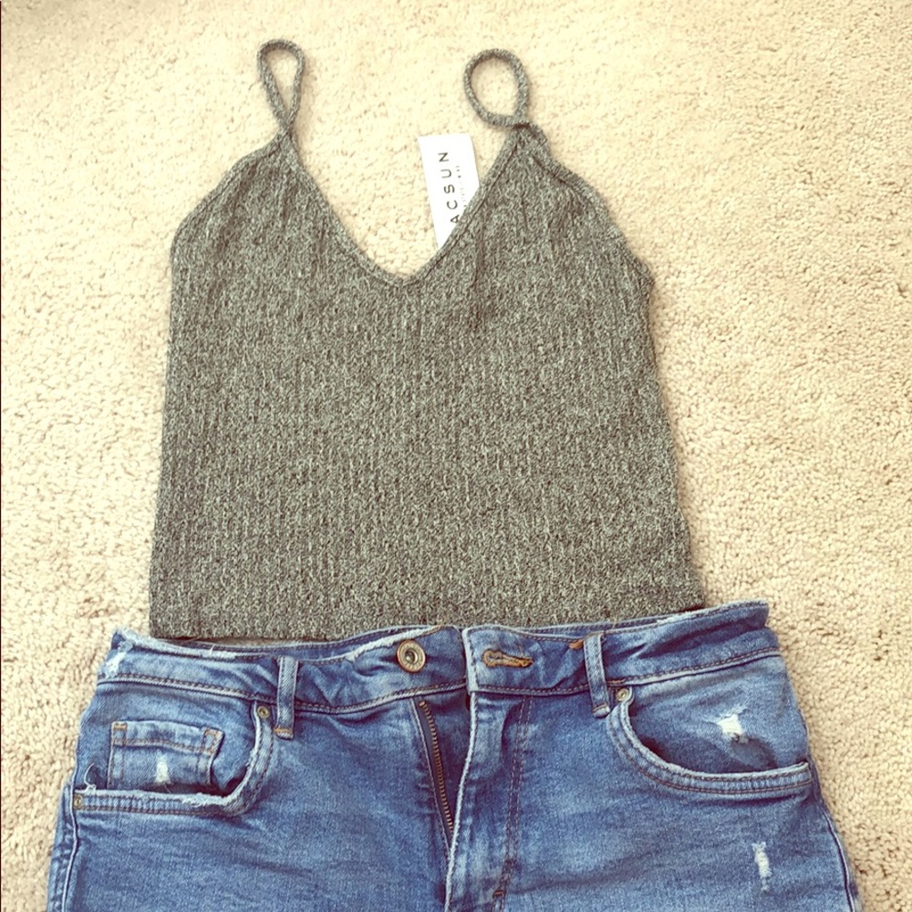 NWT BRANDY MELVILLE CROPPED GREY TANK
